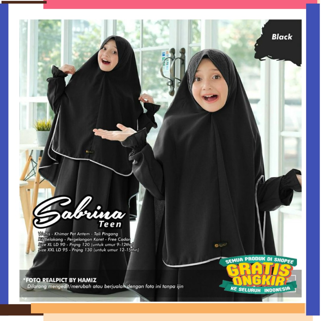 Lucu Keren Motif Polkadot BUnga KOtak / SABRINA KIDS // GAMIS SYAR'I ANAK SET CADAR // USIA 6 SAMPAI