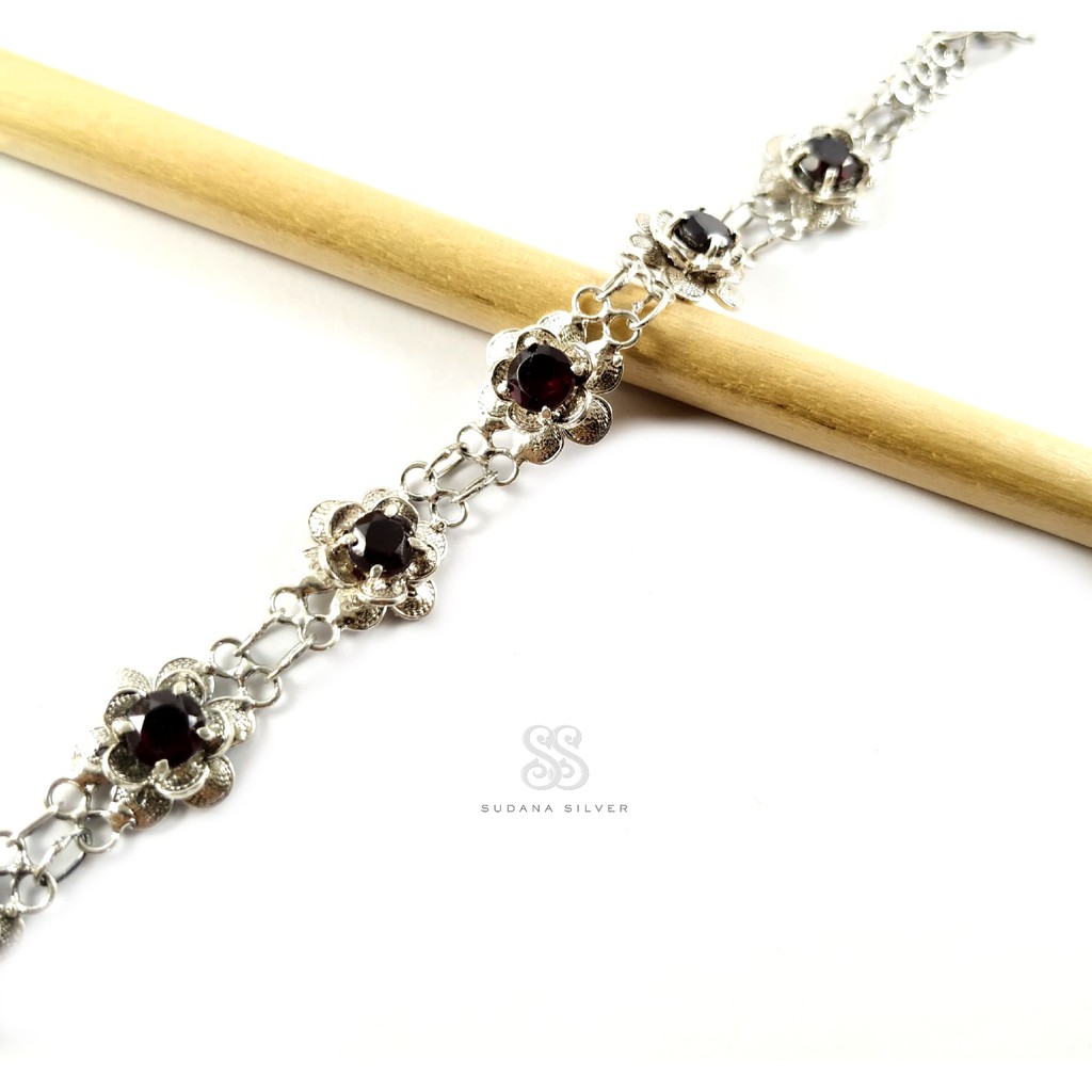 Gelang PeraK Garnet Silver 925 Handmade Bali