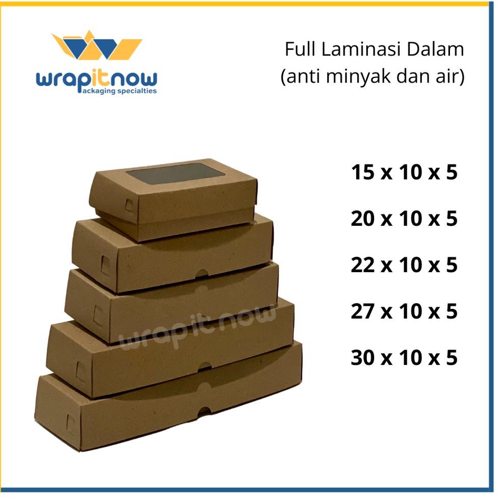 

(PROMO 8VY49) Dus Brownies L Kraft Laminasi 30x10x5// dus roti/ dus snack/ dus cookies/ box Kraft dus coklat ✱