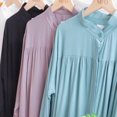 Sudah READY.. Mallafashionofficial Zovian Midi Dress Wanita Long Tunik Full Kancing Rayon Premium Te