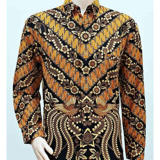 Hem kemeja batik lengan panjang jumbo VIONA SELENDANG Baju Batik Pria KERIS BIRU ERINA MERAH MORINA 