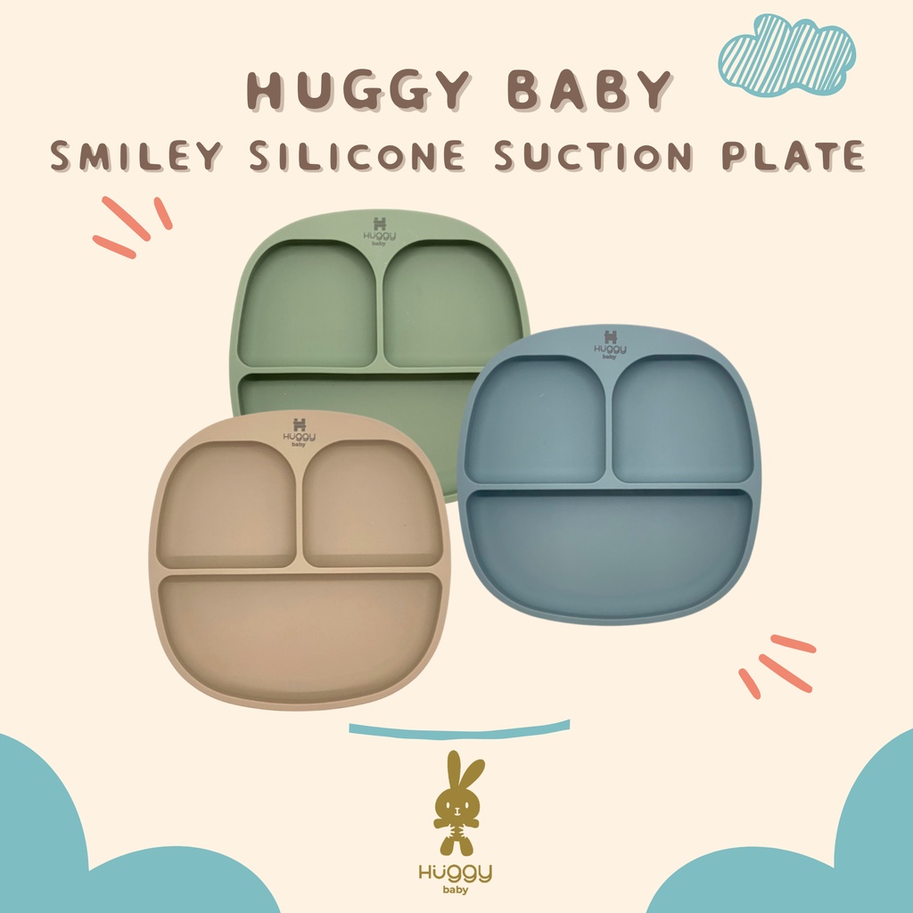 Huggy Baby AM003 Smiley Silicone Suction Plate | Piring Silikon Anak