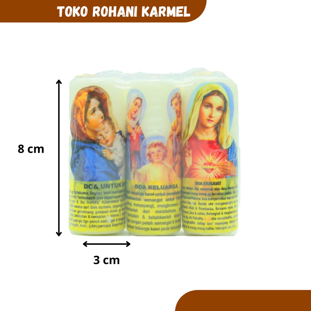 LILIN DOA ISI 3 PCS (8 CM ) / LILIN DOA BERGAMBAR / LILIN DOA KATOLIK