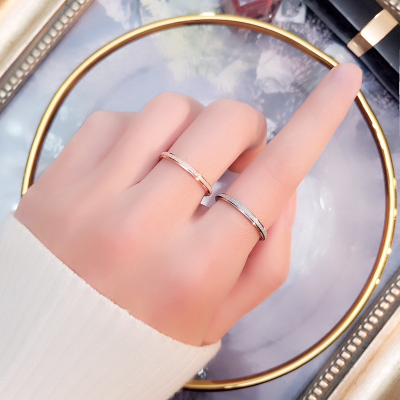 Cincin Couple Titanium Pasangan Matte Baja