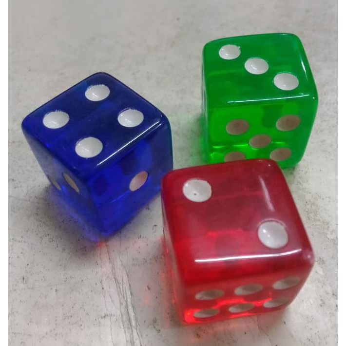 MAINAN ANAK Dadu Transparan 16x16mm / Mainan Dadu murah