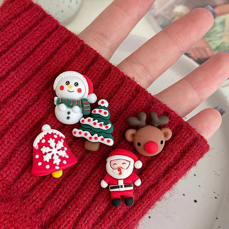 Anting Stud Desain Pohon Natal Santa Claus Snowman Rusa Bahan Resin Untuk Wanita