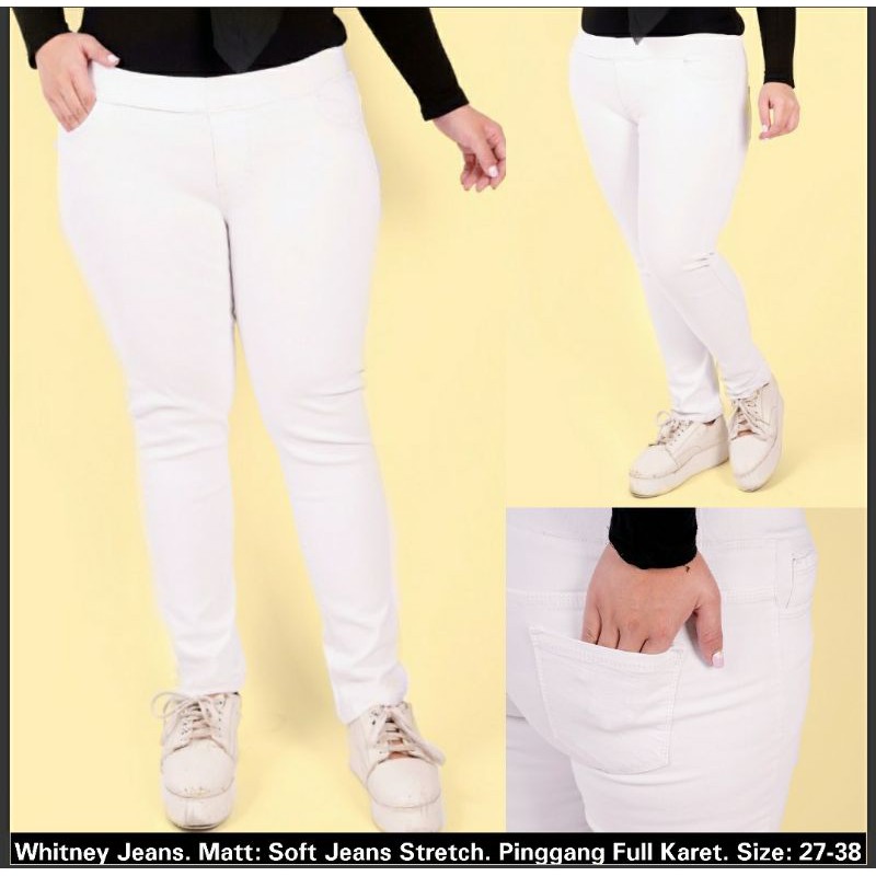 Whitney Jeans Untuk Wanita Dewasa . Celana Jegging Jeans Putih