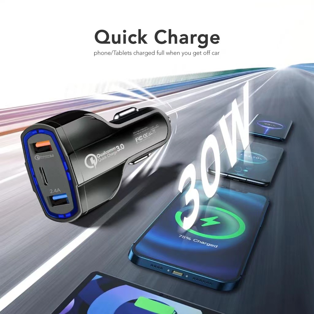 【CC002/003】Fxing Car Charger 30W Fast Charger Adaptor Charger Mobil 5v 3.1a Quick Charge Dengan Dua Port Usb Dan Layar Led Fast Charging