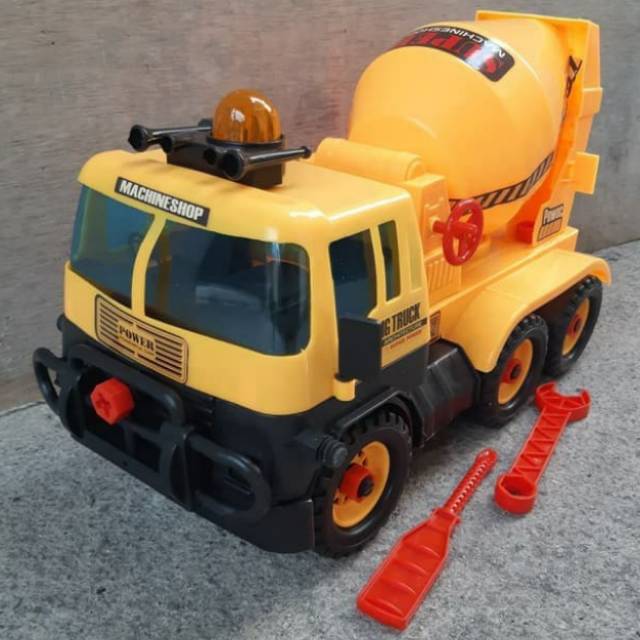 MAINAN TRUK MOLEN JUMBO BONUS OBENG KUNCI PAS - MIXER TRUCK BESAR ANAK ORIGINAL DAN ASLI SNI
