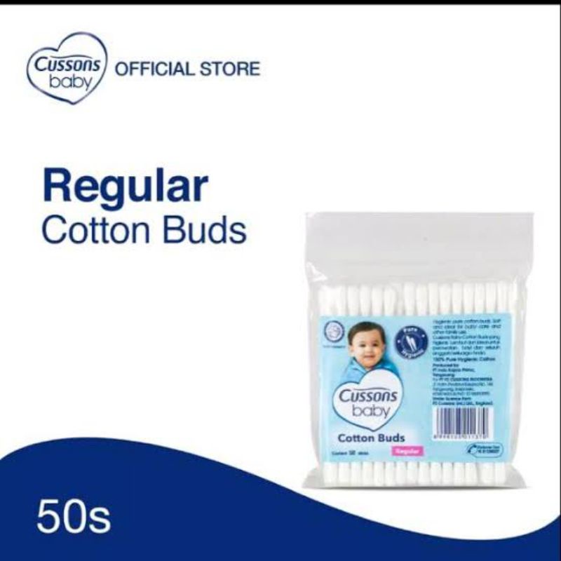 CUSSONS BABY COTTON BUD REGULER 50 STICK / COTTON BUDS PEMBERSIH TELINGA BAYI