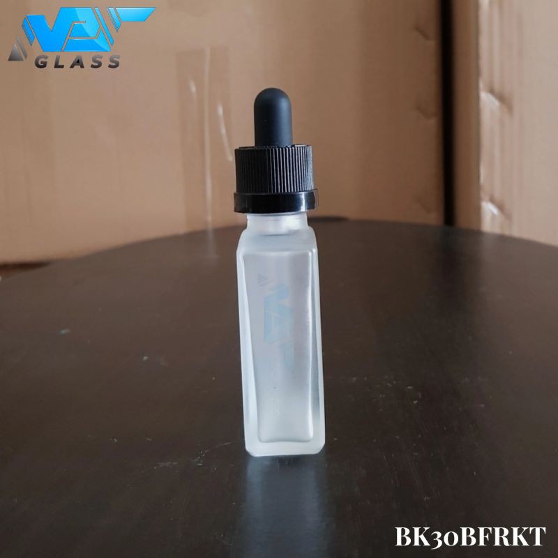 botol kaca pipet 30ml frosted kotak / botol liquid kotak 30ml  frosted bening