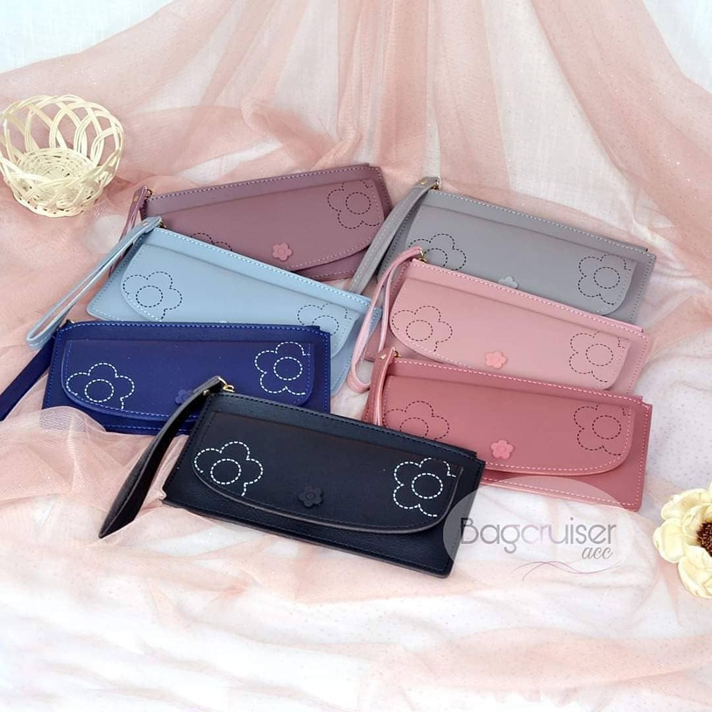 Dompet Panjang Tipis 1 Res Bunga Wanita Import 1378-2