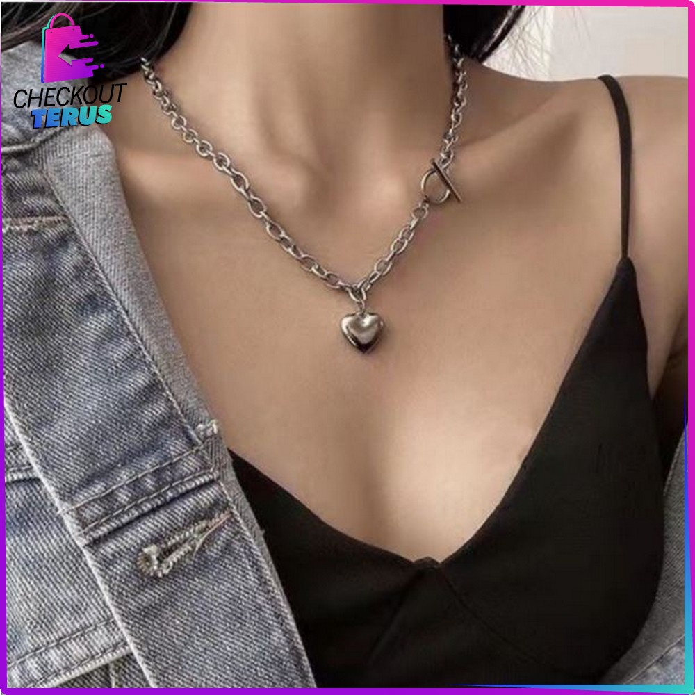 CT K72 K74 Kalung Wanita Fashion Aksesoris Korean Style Anti Karat Kalung Choker Retro Bentuk Love Kalung Vintage