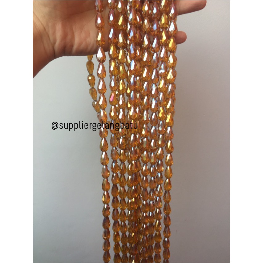 kristal Tetes ceko 15mm x 10mm GOLD WINE bahan gelang kalung PREMIUM aksesoris bahan craft trending