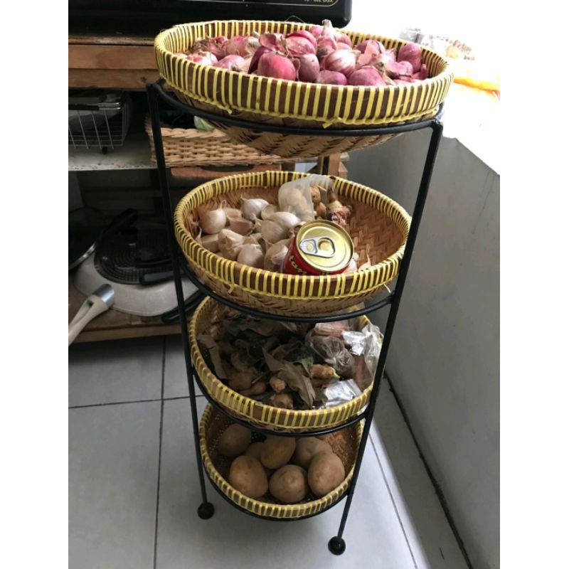 RAK BAWANG SUSUN 4 D 24 T 60 / Tempat bawang , Tempat sayur Buah