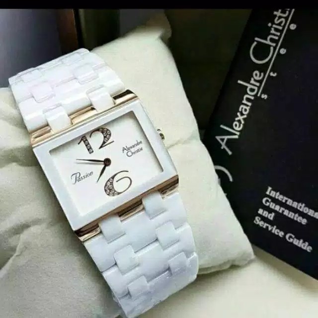 alexandre Christie  AC 2562  wanita  original  putih rose gold keramik
