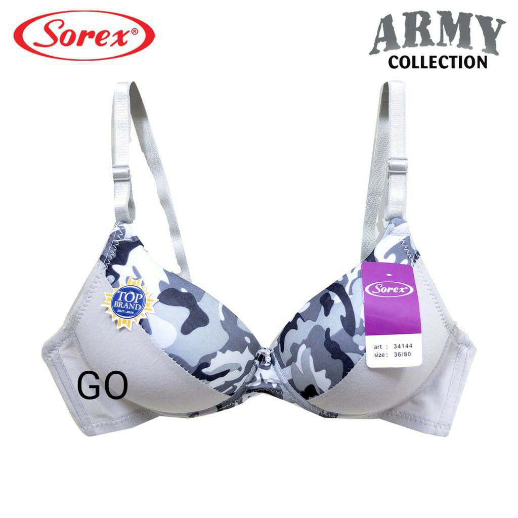 gos SOREX BH 34144 Bra Wanita Bahan Katun Tanpa Kawat Berbusa Motif Army