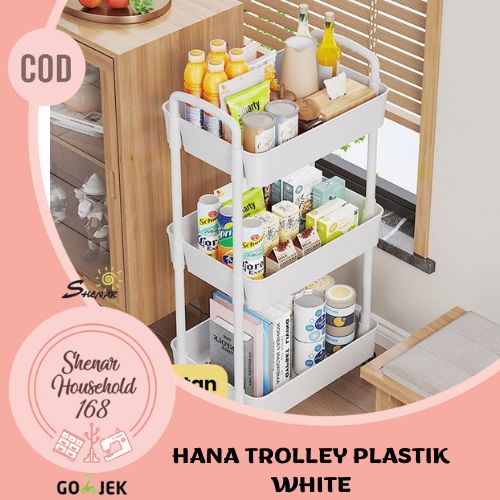 BISA COD , RAK TROLI 3 SUSUN SERBAGUNA RAK SALON ORGANIZER RACK KAMAR TIDUR  DAPUR KAMAR MANDI DENGAN RODA RAK BUMBU SUSUN RAK BUKU TEMPAT PENYIMPAN SERBAGUNA 3D UNIK MODERN  HANA TROLLEY 3 TIER- SHENAR