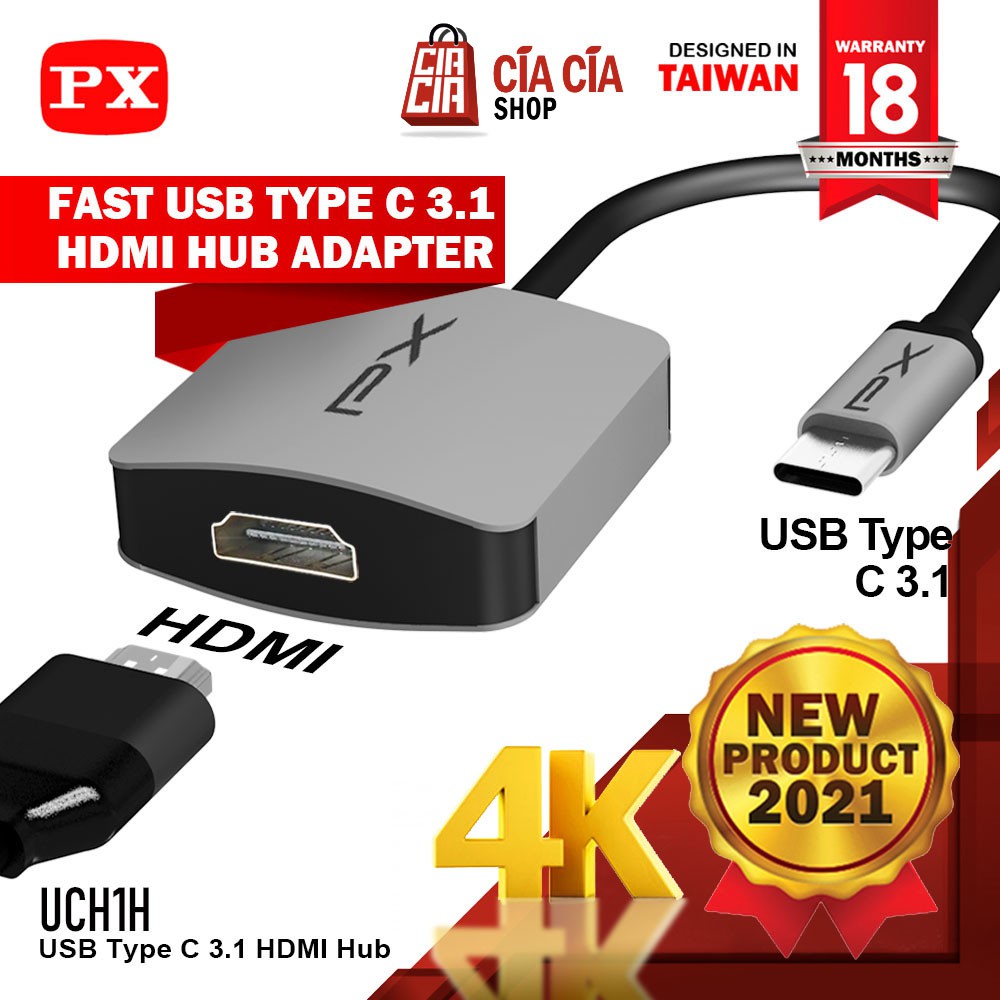 Hub Type C 3.1 Macbook Ipad Smartphone To HDMI Converter Adapter 4K UHD PX UCH-1H