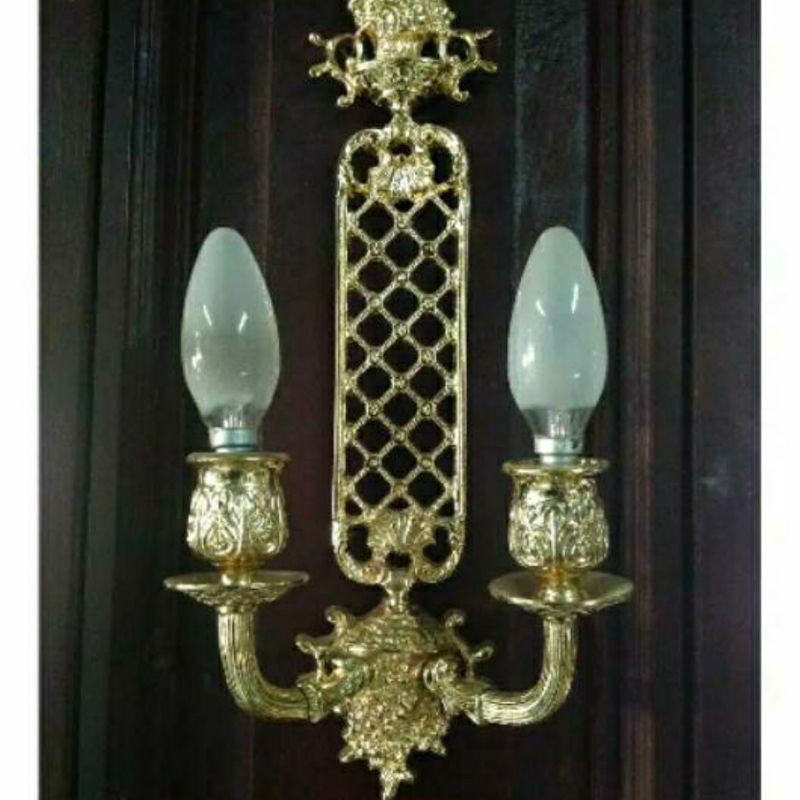 Lampu Dinding Kuningan Antik Murah Motif Karawang