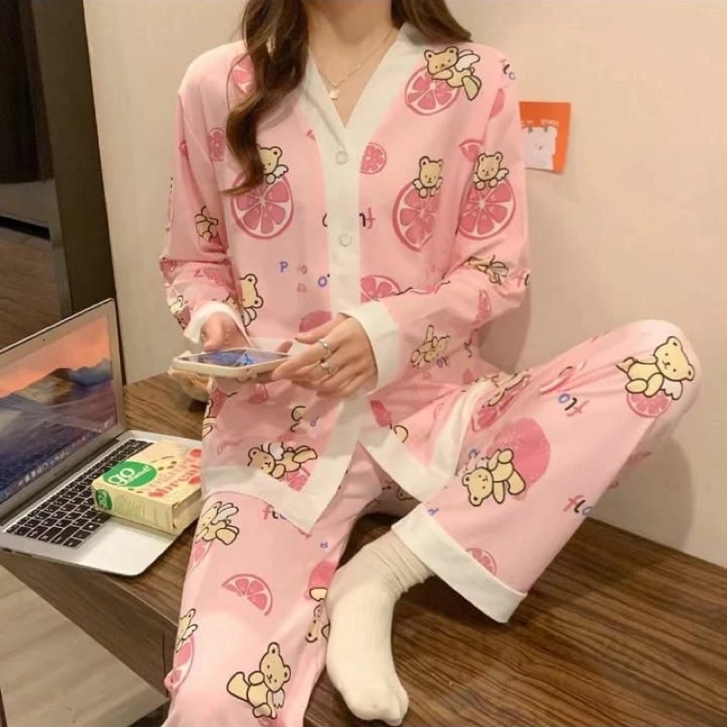 Stelan baju tidur Pp / Piyama import Hijab PP import  fashion Baju tidur dewasa