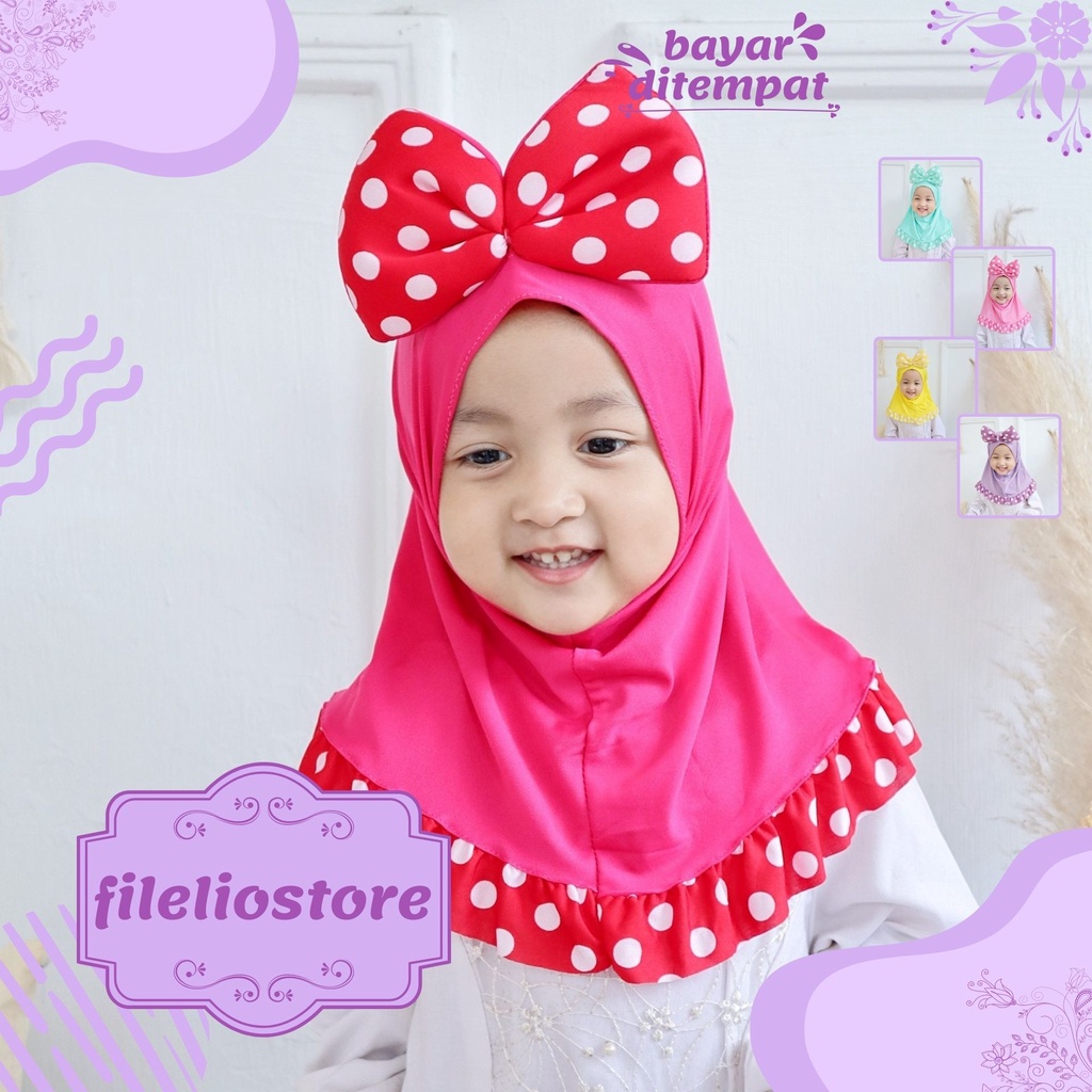 Jilbab Anak Bayi Perempuan Miky Pita Polkadot / Hijab Anak Baby Murah Kerudung Anak Bayi