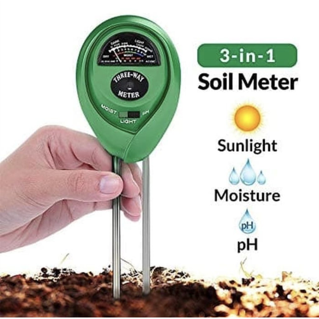 Soil Analyzer 3 in 1 (Moisture,PH,Light) Meter Cek Tanah Tester Alat