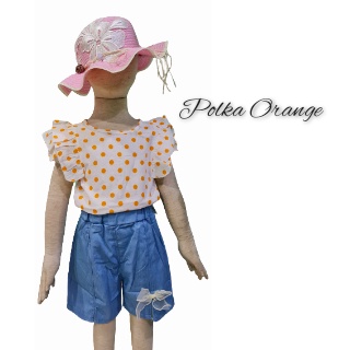 Setelan Anak Perempuan RERE Baju Anak Bayi Motif Polkadot Import