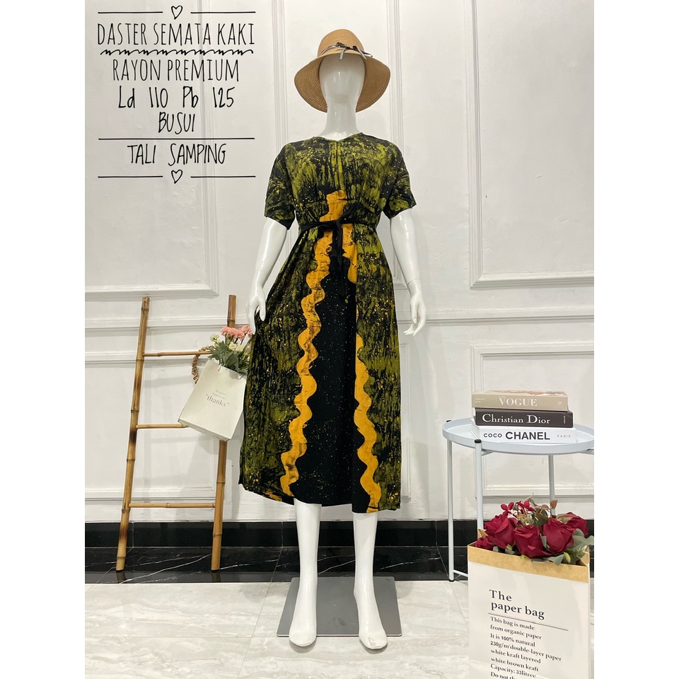 Hot Sale ! Daster Long Semata Kaki abstrak cap - Daster Twill Rayon - Daster Jumbo lengan pendek - Daster Batik Usman kekinian-2