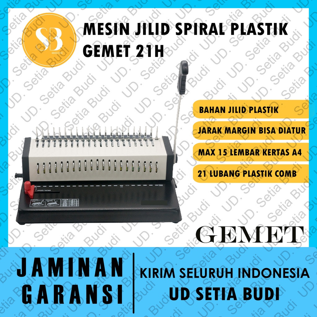 Mesin Jilid Spiral Plastik GEMET 21H Asli dan Bergaransi