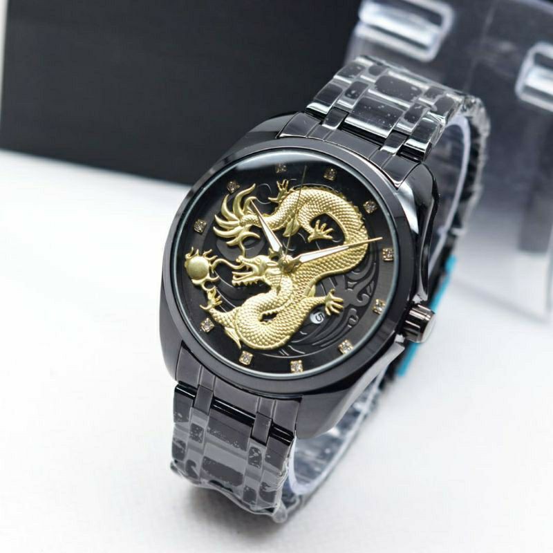 JAM TANGAN PRIA ROLEX DRAGON RANTAI STEINLESS TGL AKTIF