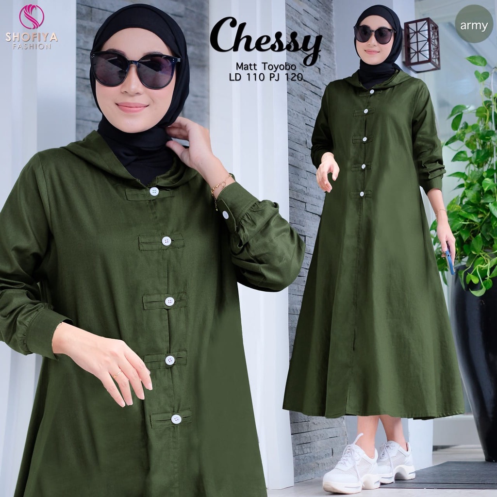 CHESSY MIDI DRESS CANTIK DAN CASUAL ORIGINAL SHOFIYA FASHION BAHAN KATUN TOYOBO TEBAL LEMBUT DAN NYA