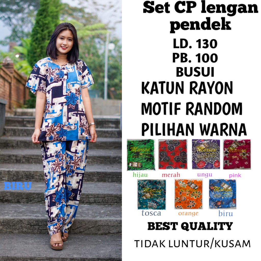 DASTER SET CELANA PANJANG LGN PENDEK KATUN RAYON BATIK DASTER SET CELANA PANJANG LGN PENDEK KATUN RAYON BATIK