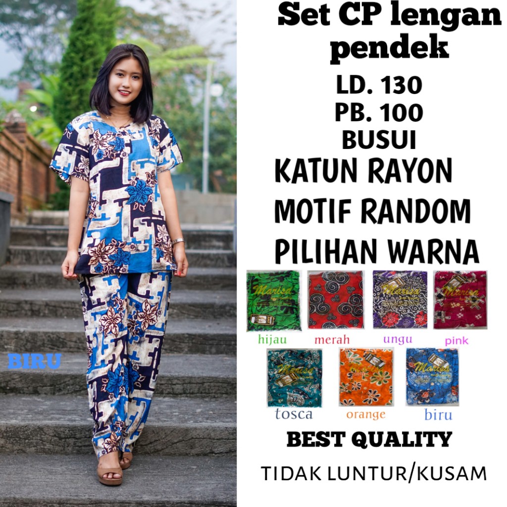  DASTER  SET CELANA  PANJANG  LGN PENDEK  KATUN RAYON BATIK  