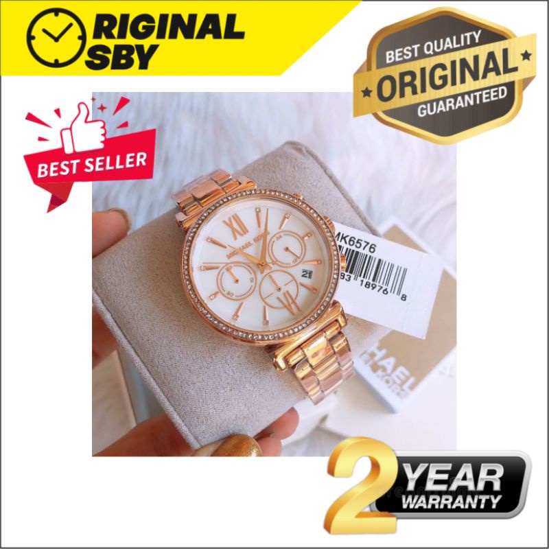 JAM TANGAN PRIA WANITA | RANTAI | KULIT | KARET | MURAH | MICHAEL KORS TIPE - MK 6576 WANITA ORI