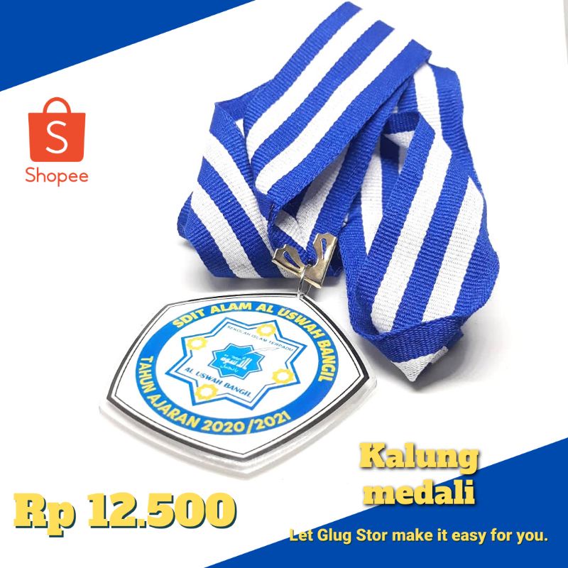 Kalung Medali Wisuda Bahan Akrilik Lapis Resin Timbul