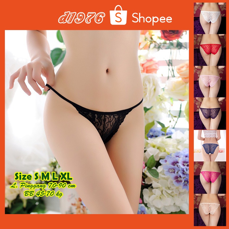 d1976 Celana Dalam CD G String GString Underwear Seksi Wanita Sexy Free Size S M L XL Bahan Renda OF