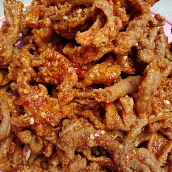 

KRIPIK USUS PEDAS DAUN JERUK kemasan kiloan