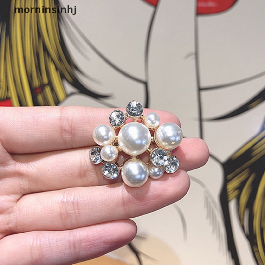 Mor Bros Bentuk Bunga Bahan Alloy Dengan Mutiara + Berlian Imitasi