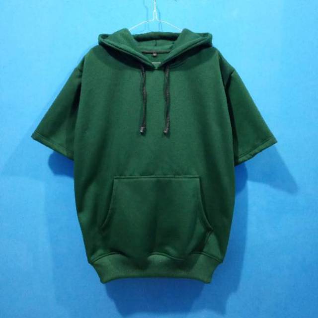 Jaket hoodie lengan pendek fleece premium