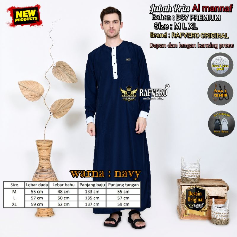 Jubah Pria - Jubah Pria Al Mannaf ORIGINAL RAFVERO - Jubah Pria Terbaru