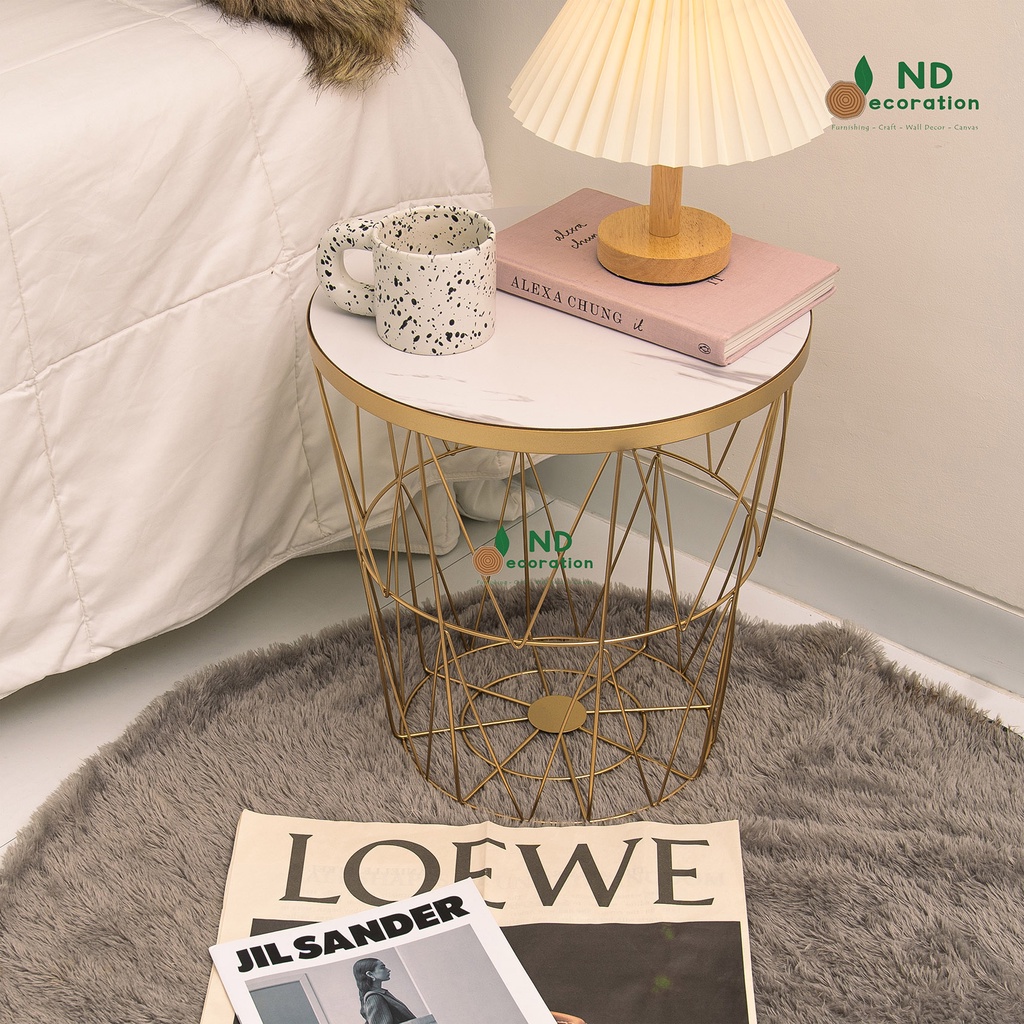 Meja Topaz Meja Bulat Besi Kayu Minimalis Furnishing / Meja topaz / meja informa / meja storage mini
