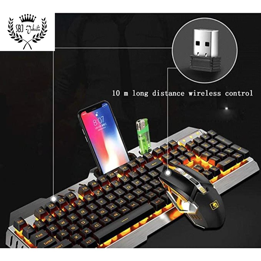 Keyboard and Mouse Set Wireless 2.4 Ghz Metal Mamba SB18 Waterproof Mechanical lookalike