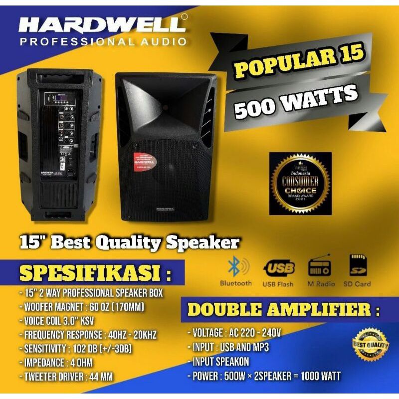 Speaker aktif Hardwell popular 15 speaker 15inc