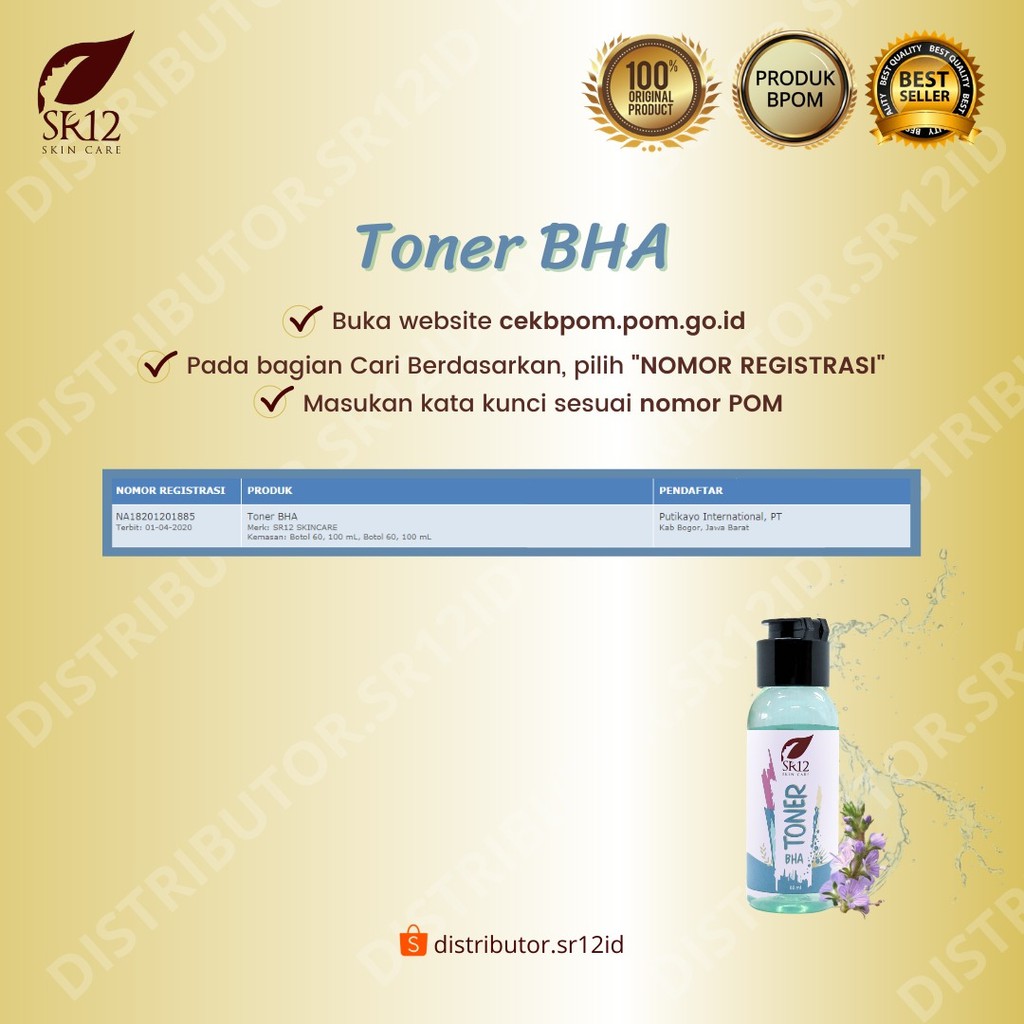 Toner BHA SR12 Expoliating Toner Perawatan Wajah Kulit Berminyak Jerawat Batu dan Beruntus