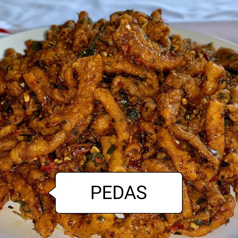 Usus Krispi / kripik usus 100 Gram / 100Gram usus Crispy bumbu Pedas daun jeruk