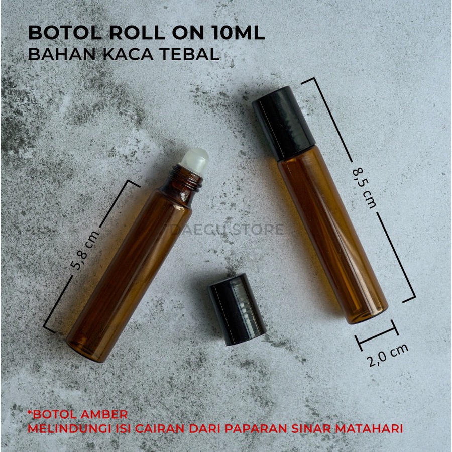 Botol Roll On 10ml Kaca Amber - Bahan Kaca Tebal