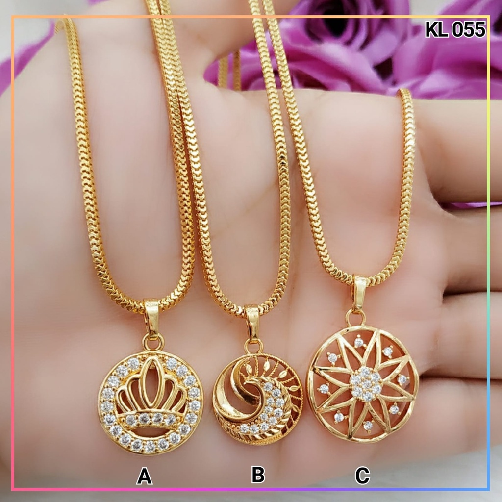 Kalung xuping set liontin dewasa permata bulat perhiasan lapis emas gold KL 055