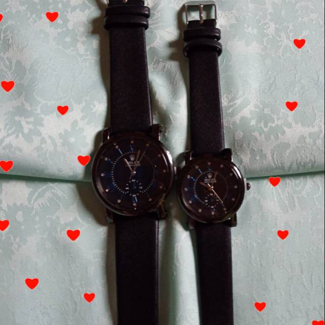 Jam tangan kulit hitam couple rolex murah cuci gudang