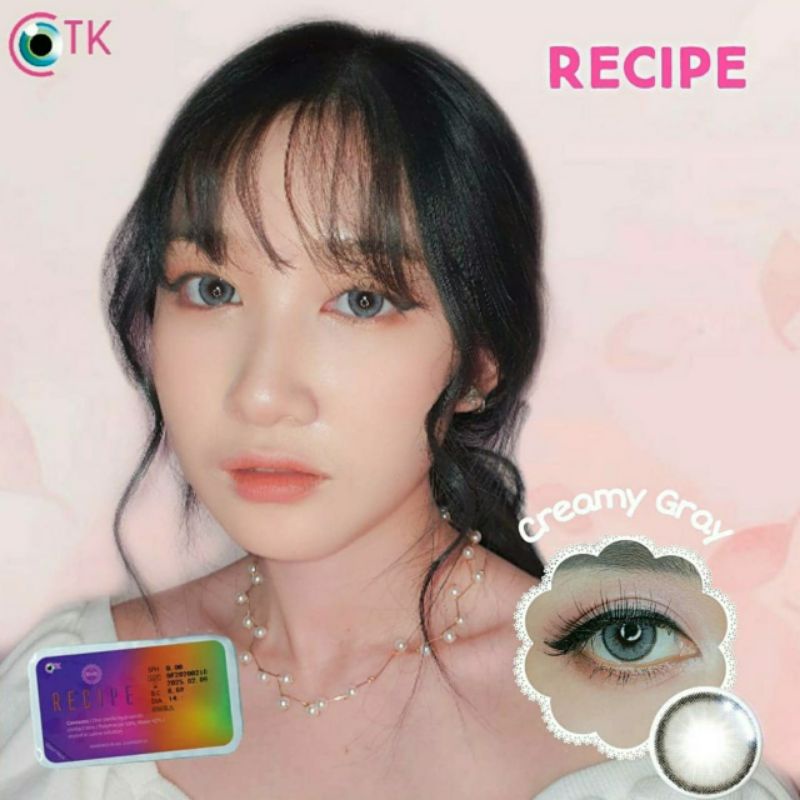 Softlens Warna RECIPE MINUS &amp; NORMAL CREAMY GREY 14.5 MM -0.50 S.D -6.00 / Soflen Softlen by CTK